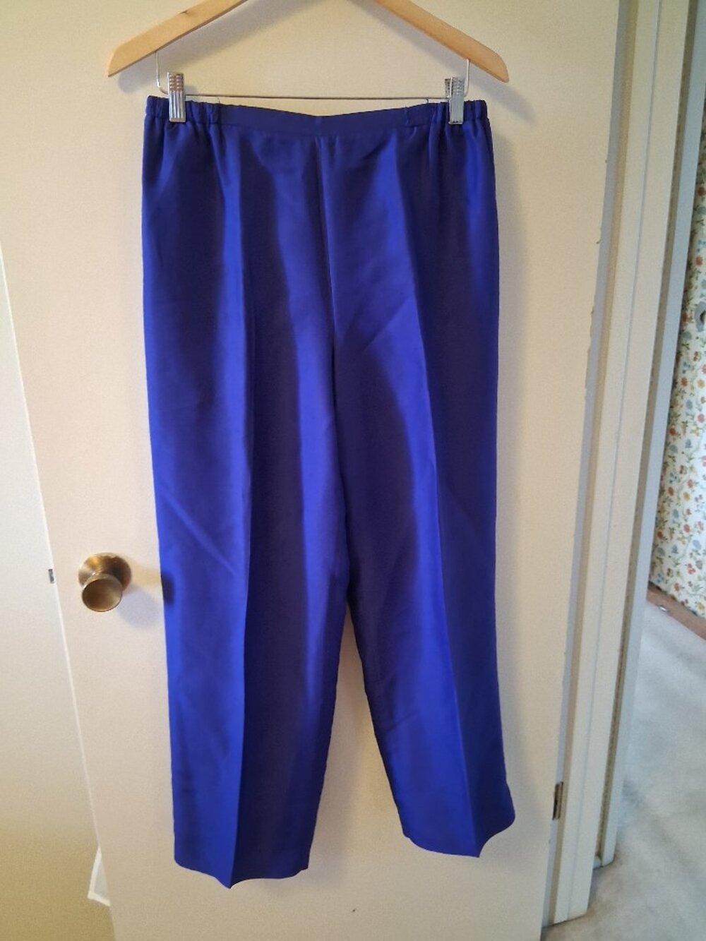 Royal Blue Silk Pants, M